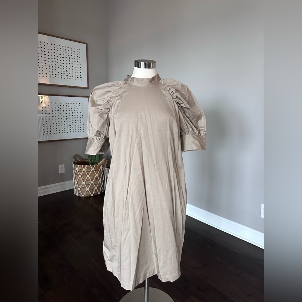Prologue x Target Cotton Puff Sleeve Shift Dress Tan Khaki XL
